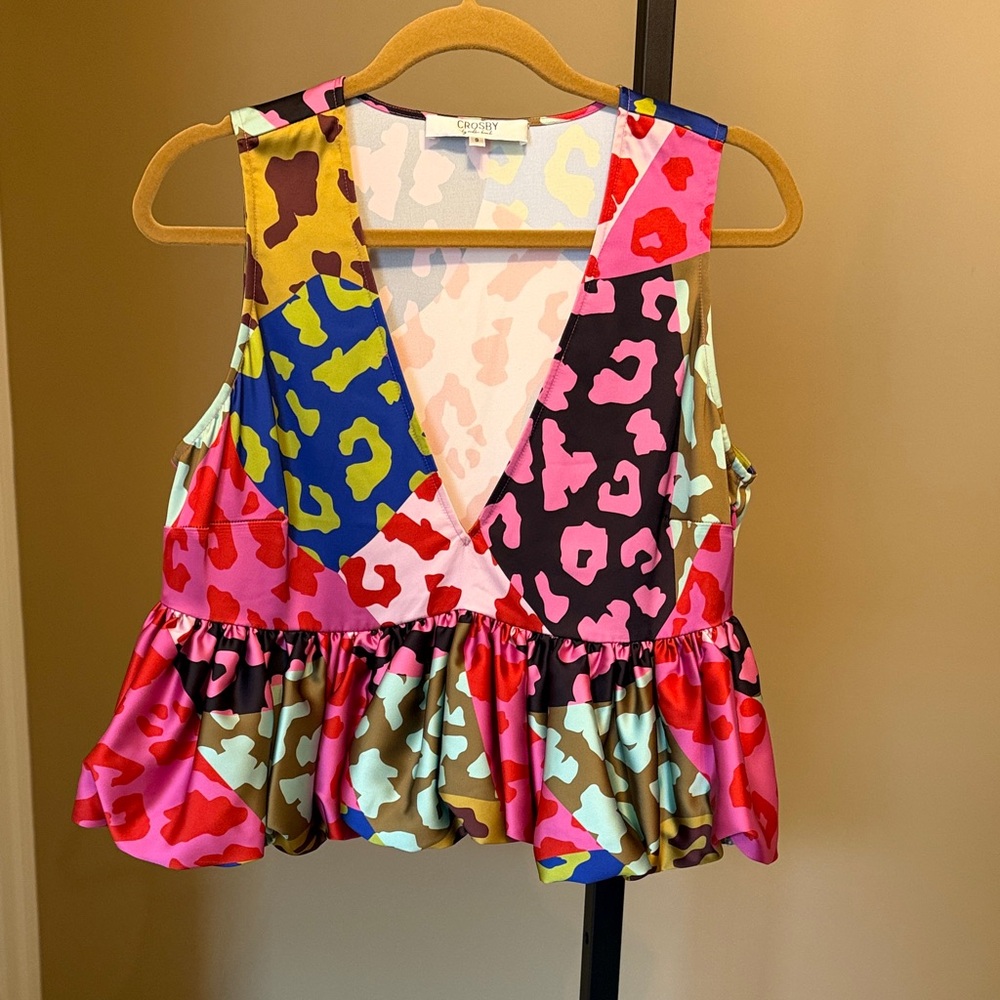 Crosby Multicolor V-Neck Peplum Top